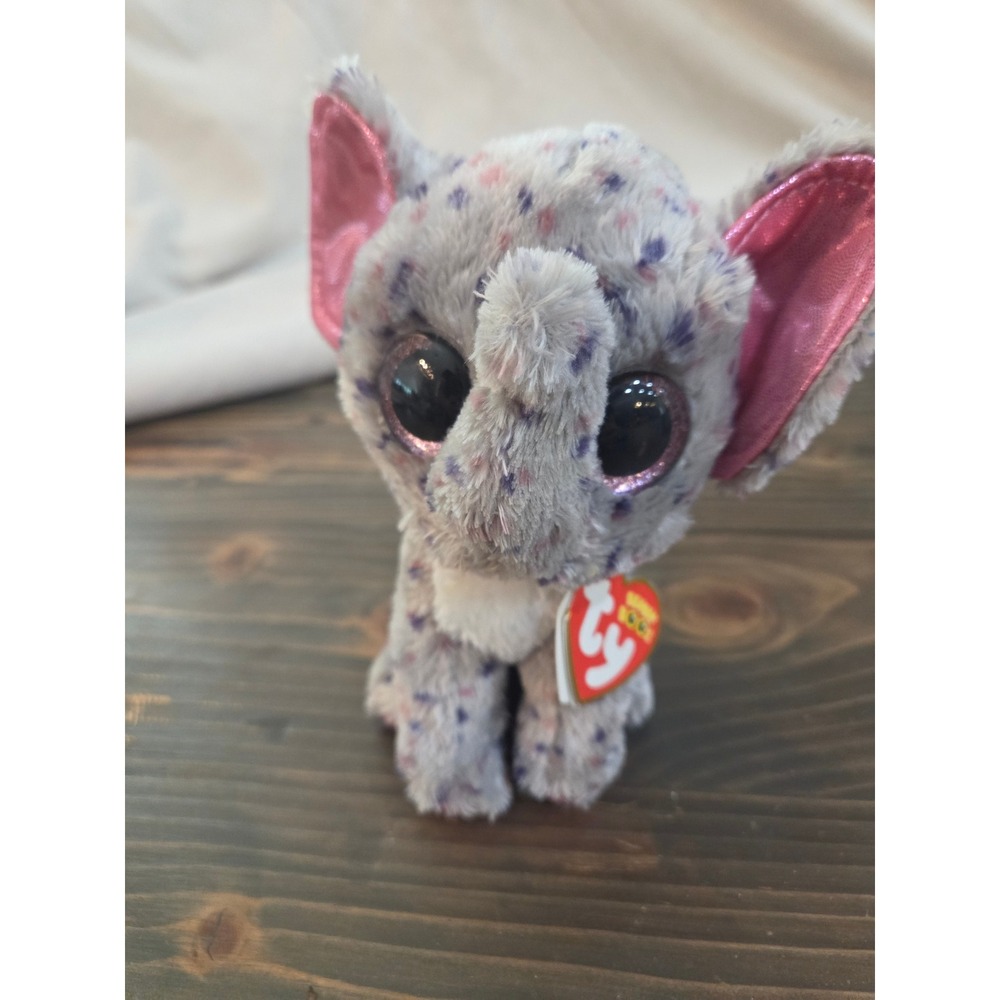 Ty Beanie Boos Specks the Elephant Grey Spotted Plush Pink Glitter Eyes NWT